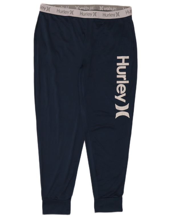 Hurley Womens Graphic Tracksuit Trousers Joggers UK 16 Large Navy Blue