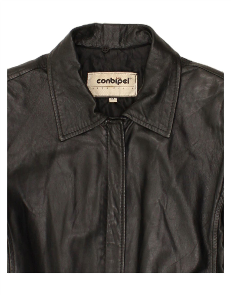 CONBIPEL Womens Leather Jacket IT 44 Medium Black Leather Vintage Conbipel and Second-Hand Conbipel from Messina Hembry 