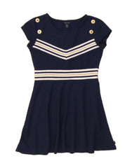 TOMMY HILFIGER Girls Basic Dress 8-9 Years Medium  Navy Blue Striped