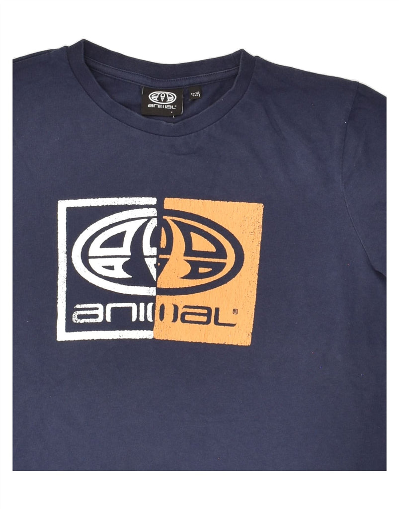 ANIMAL Boys Graphic T-Shirt Top 11-12 Years Navy Blue Cotton | Vintage Animal | Thrift | Second-Hand Animal | Used Clothing | Messina Hembry 