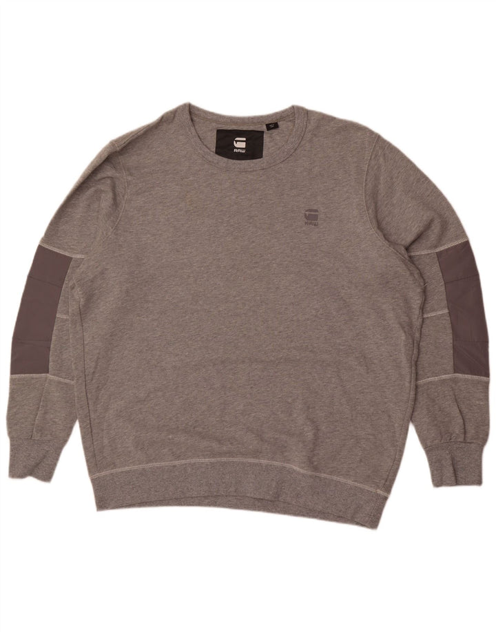 G-Star Mens Sweatshirt Jumper 2XL Grey Colourblock Cotton
