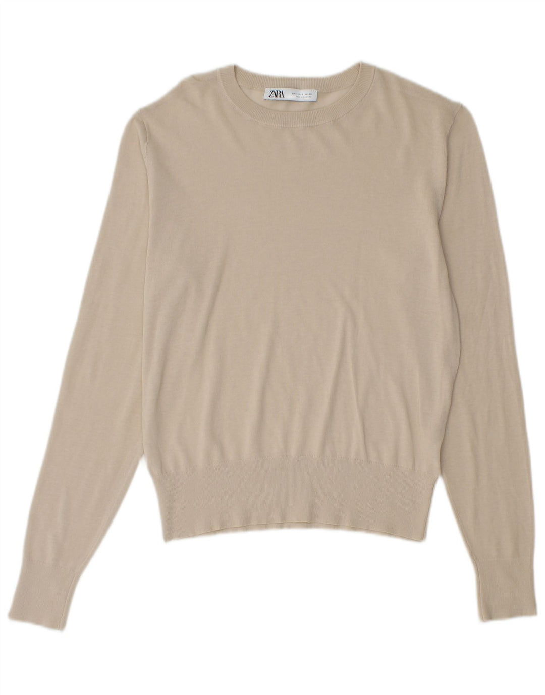 Zara Womens Boat Neck Jumper Sweater UK 10 Small Beige