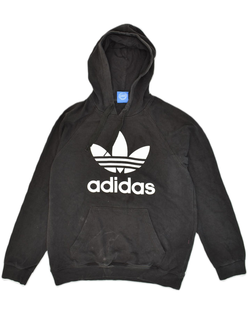 ADIDAS Mens Graphic Hoodie Jumper Medium Black Cotton | Vintage Adidas | Thrift | Second-Hand Adidas | Used Clothing | Messina Hembry 