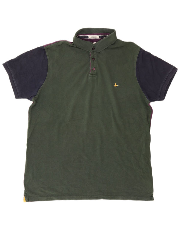 Jack Wills Mens Classic Fit Polo Shirt XL Green Colourblock Cotton