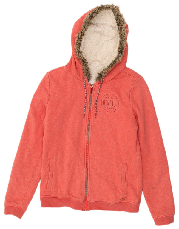 O'Neill Girls Sherpa Zip Hoodie Sweater 11-12 Years Large Pink Cotton