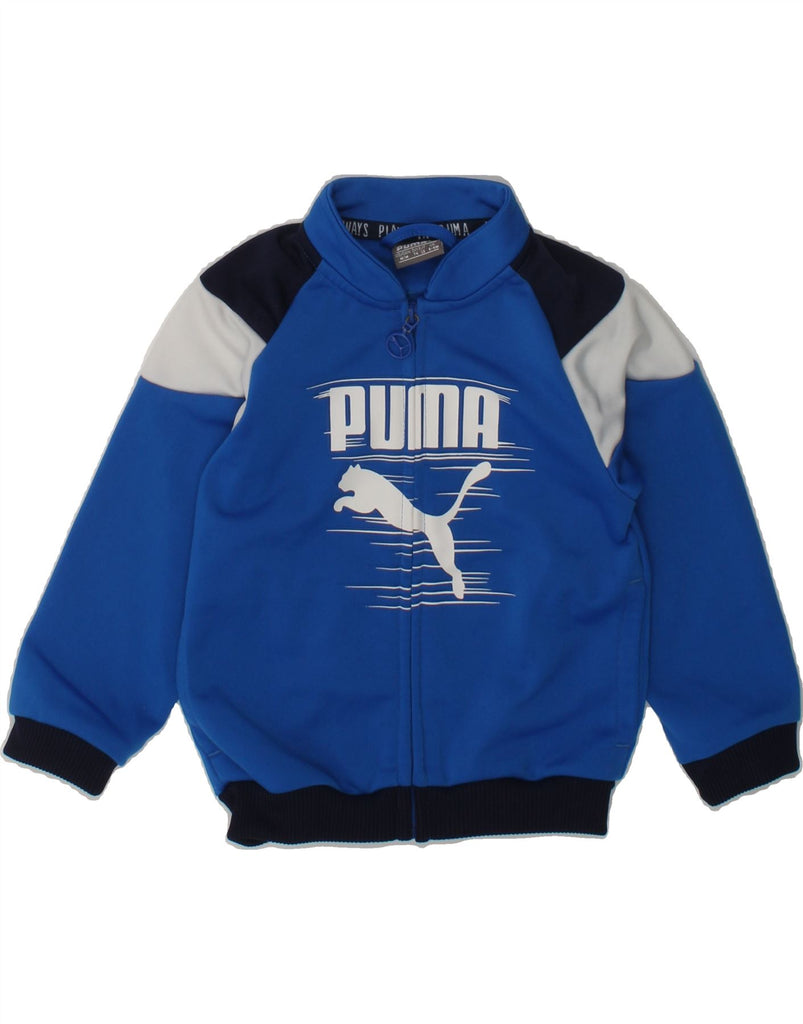 PUMA Baby Boys Graphic Tracksuit Top Jacket 6-9 Months Blue Polyester | Vintage Puma | Thrift | Second-Hand Puma | Used Clothing | Messina Hembry 