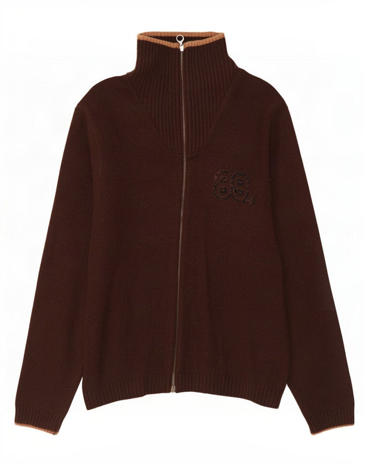 Lee Mens Graphic Cardigan Sweater Medium Brown Wool