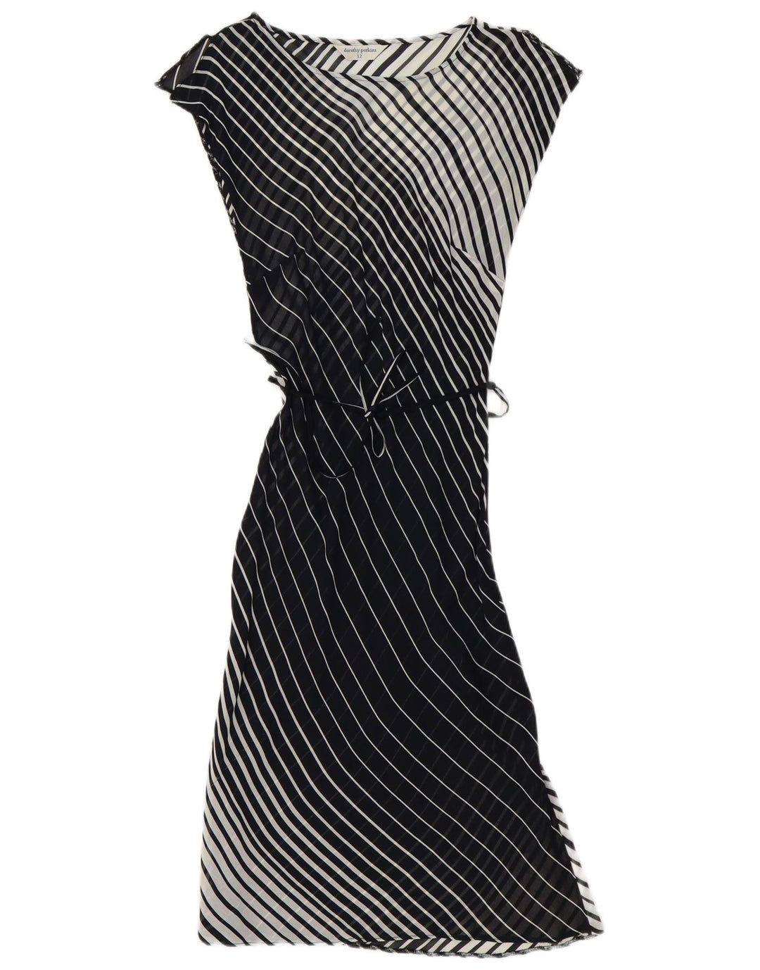 Dorothy Perkins Womens Sleeveless Basic Dress UK 12 Medium Black Striped
