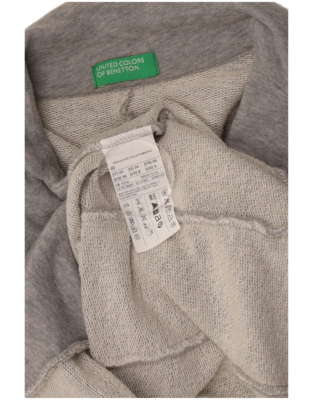 Benetton Womens 1 Button Blazer Jacket UK 8 Small Grey Cotton