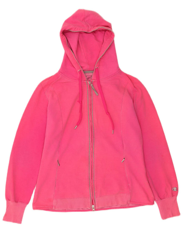 Champion Womens Athletic Fit  Zip Hoodie Sweater UK 16 Large Pink Cotton