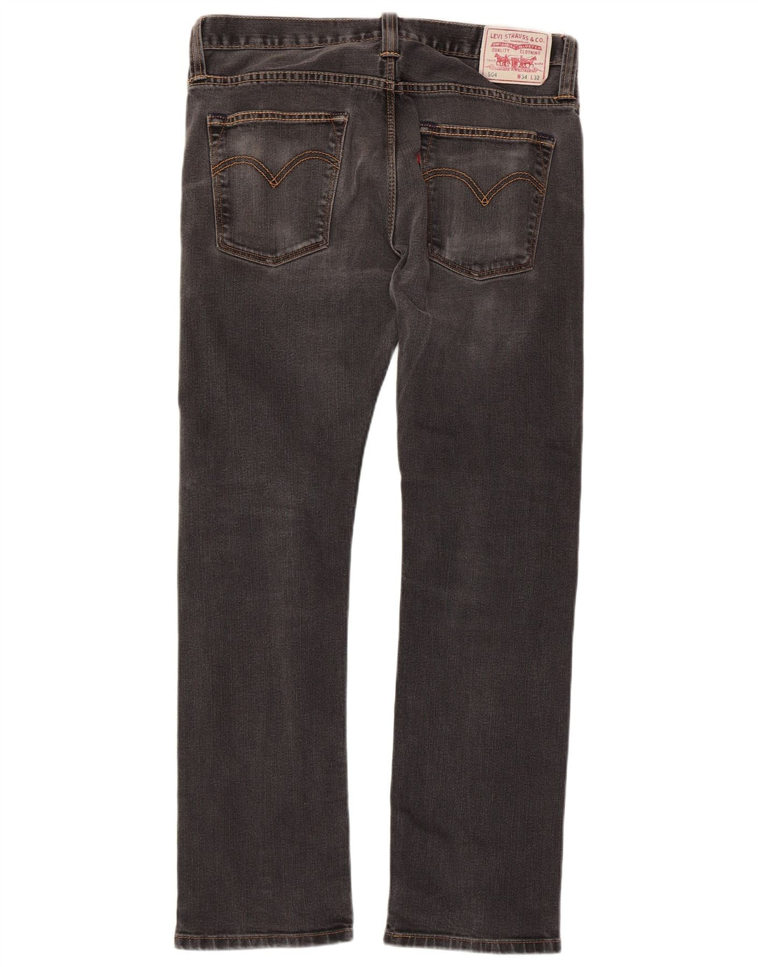 LEVI'S Mens 504 Straight Jeans W34 L32 Black Cotton