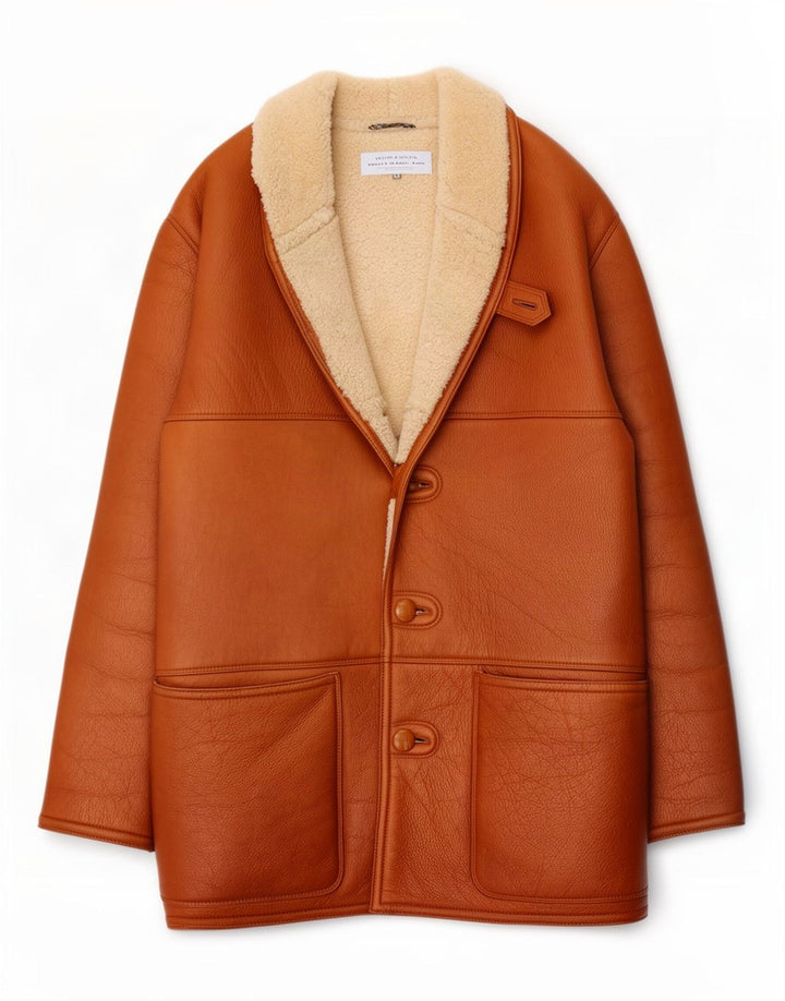 Lamatta Mens Shearling Jacket UK 40 Large Brown