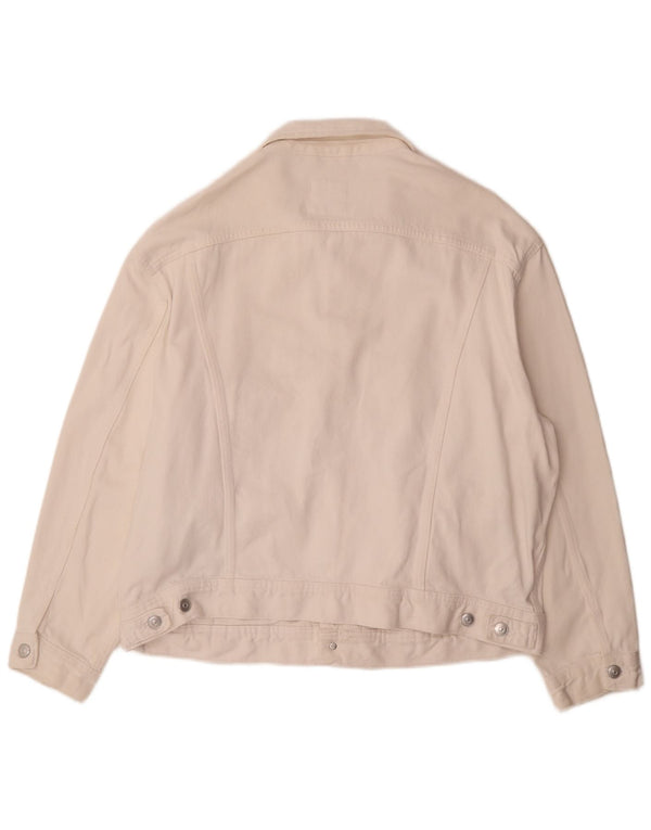 Zara Mens Denim Jacket UK 38 Medium White Cotton