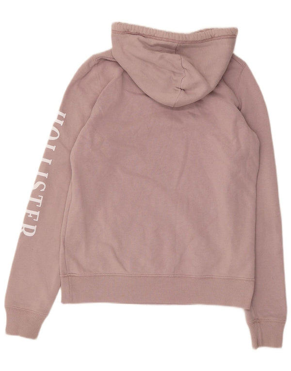 Hollister Womens Graphic Oversized Hoodie Jumper UK 6 XS Pink Cotton