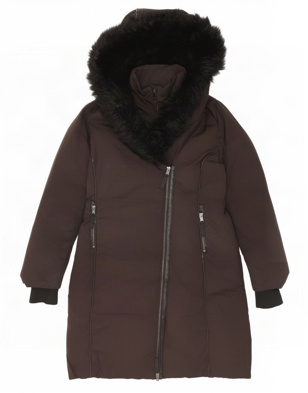 Zara Womens Hooded Padded Coat UK 14 Medium Black Polyester
