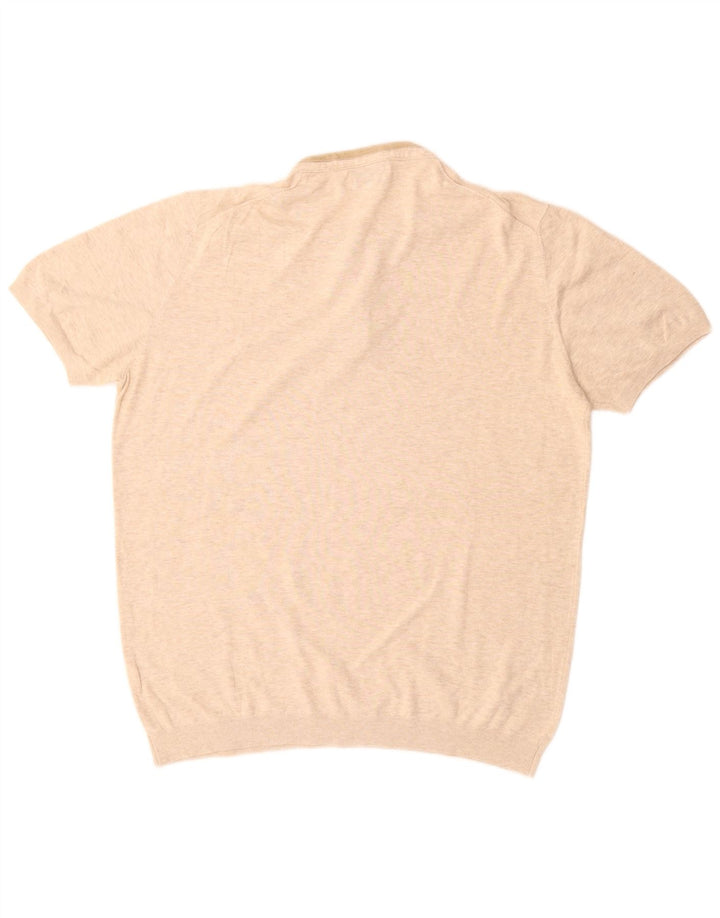 Massimo Dutti Mens Polo Shirt Large Beige Cotton
