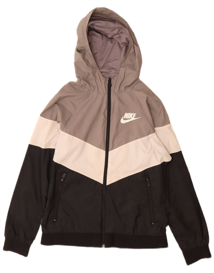 Nike Boys Hooded Rain Jacket 12-13 Years Large Multicoloured Nylon