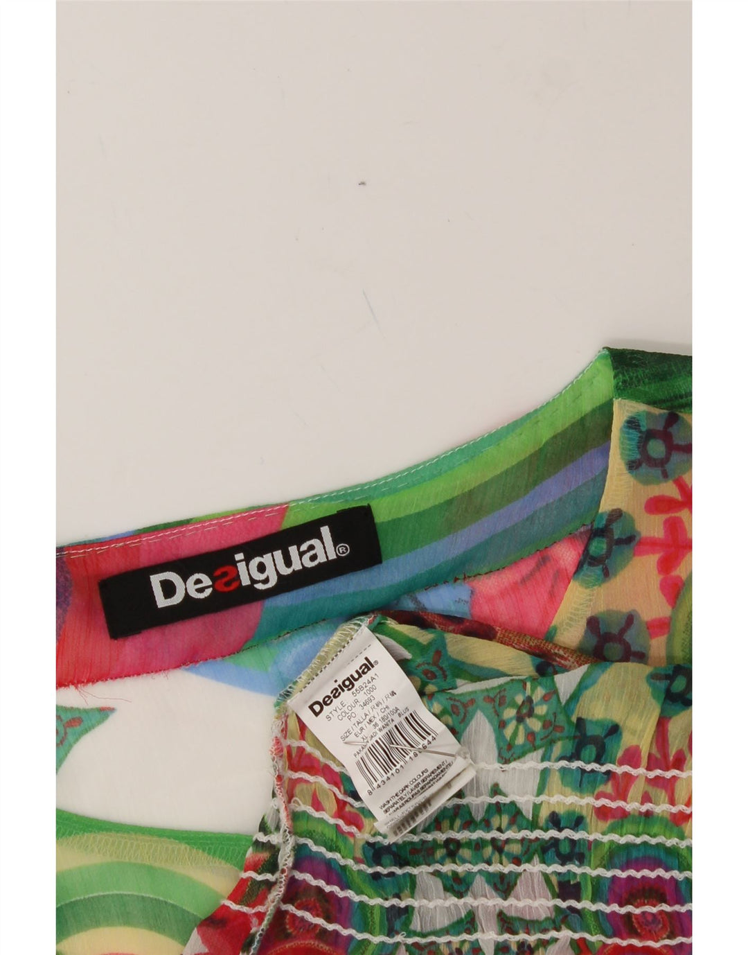 DESIGUAL Womens See Through Blouse Top UK 18 XL Multicoloured Floral Vintage Desigual and Second-Hand Desigual from Messina Hembry 