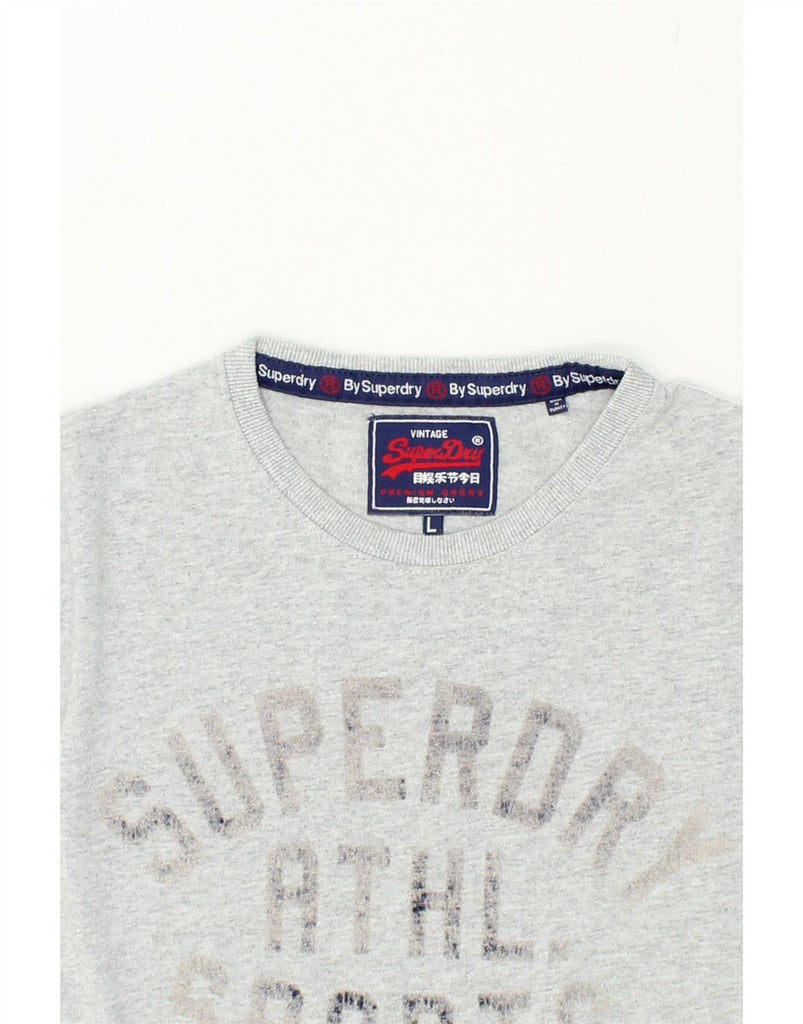 SUPERDRY Mens Graphic T-Shirt Top Large Grey Flecked Cotton Vintage Superdry and Second-Hand Superdry from Messina Hembry 