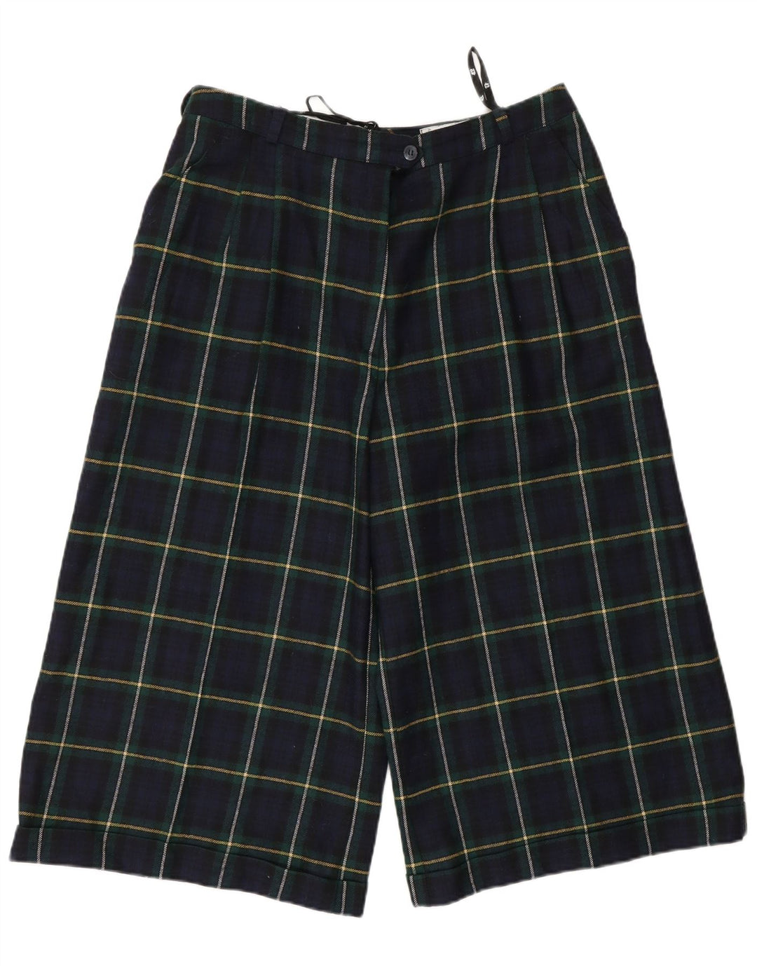 Vintage Womens High Waist Bermuda Shorts EU 42 Large W30 Navy Blue Check