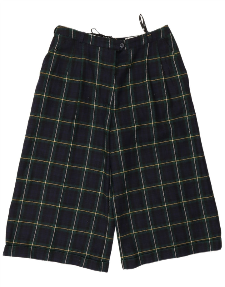 Vintage Womens High Waist Bermuda Shorts EU 42 Large W30 Navy Blue Check