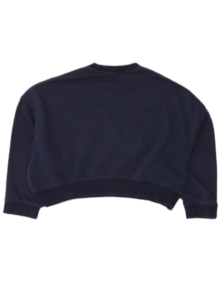 NIKE Girls Crop Oversized Sweatshirt Jumper 10-11 Years Medium Navy Blue