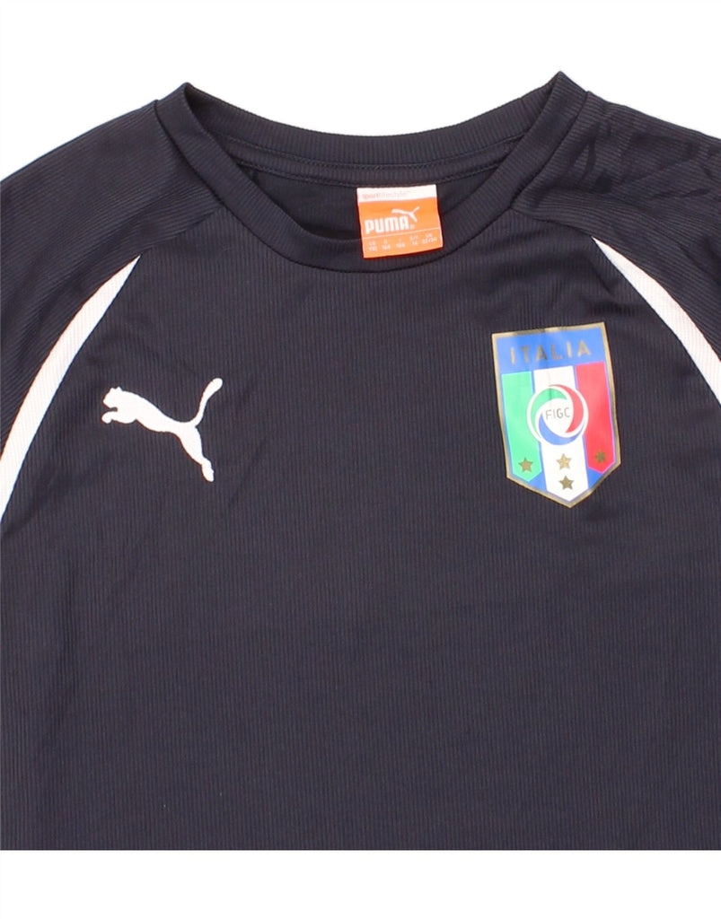 PUMA Boys Italia T-Shirt Top 13-14 Years XL Navy Blue Polyester Vintage Puma and Second-Hand Puma from Messina Hembry 