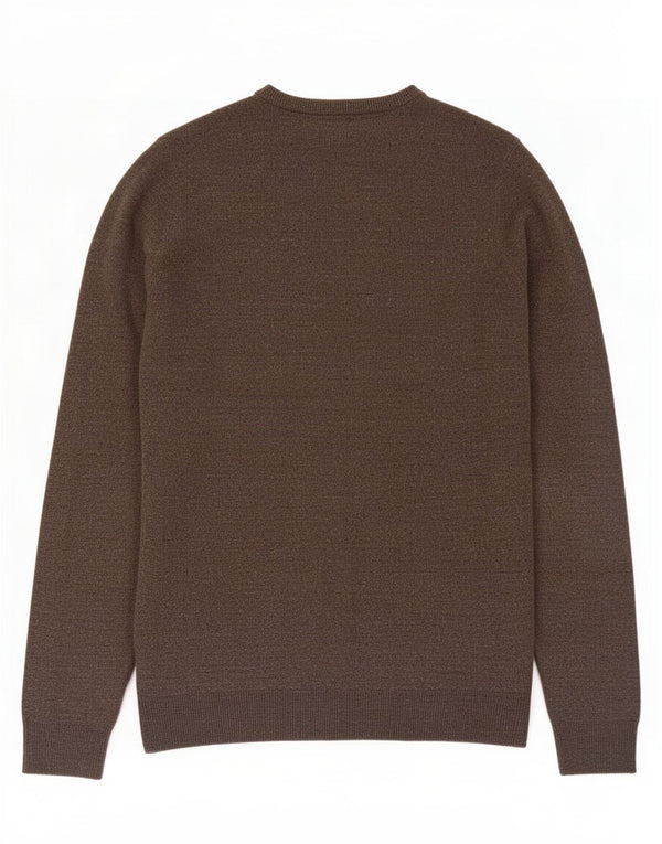 Marks & Spencer Mens Crew Neck Jumper Sweater Medium Brown Acrylic