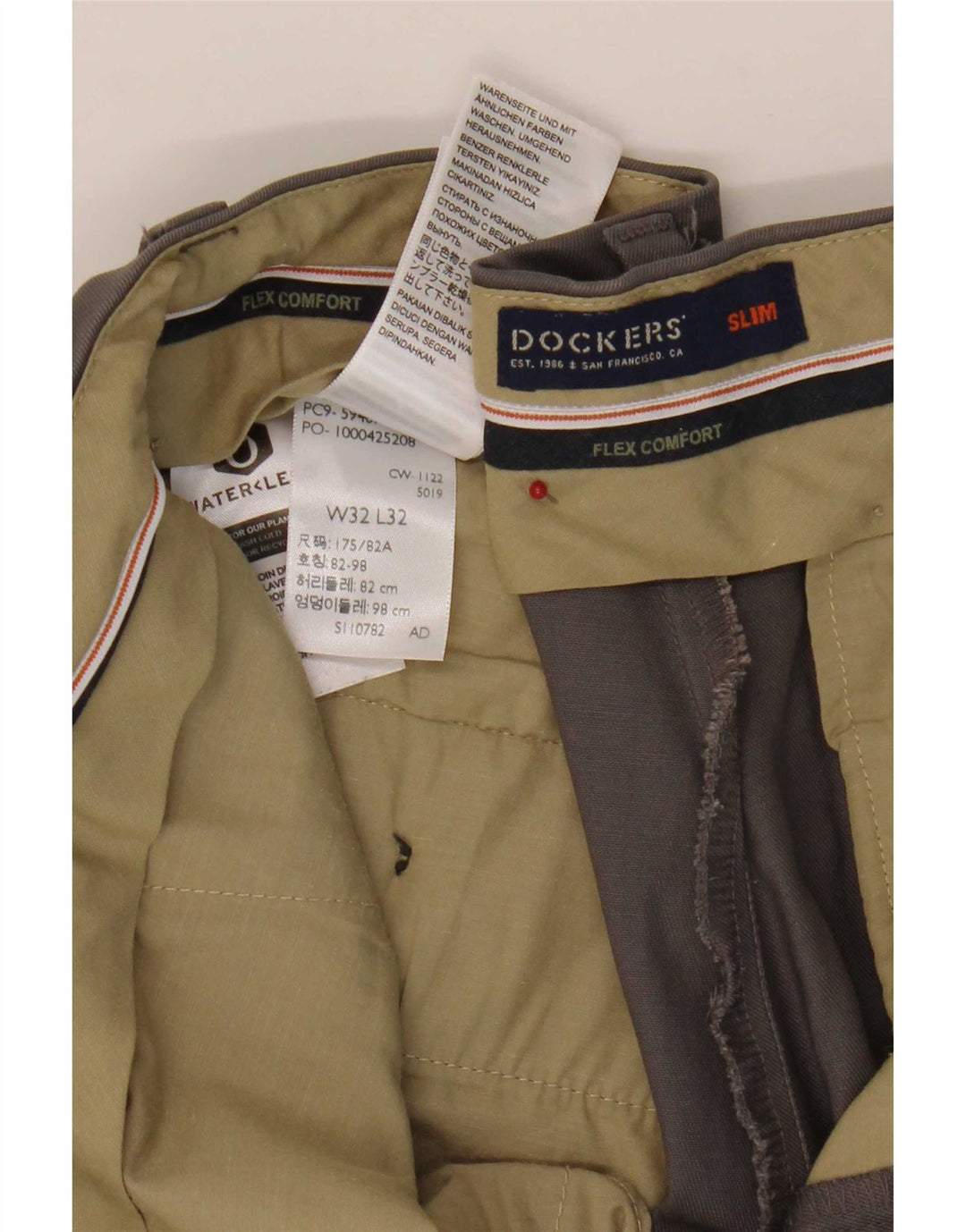 Dockers Mens Slim Chino Trousers W32 L27 Grey Cotton