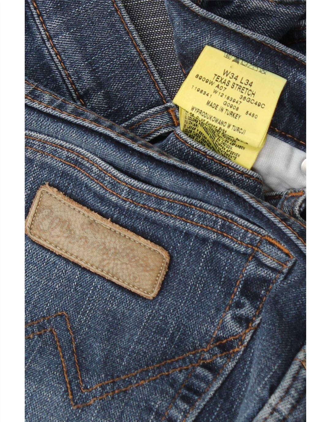 Wrangler Mens Texas Stretch Straight Jeans W34 L34 Blue Cotton