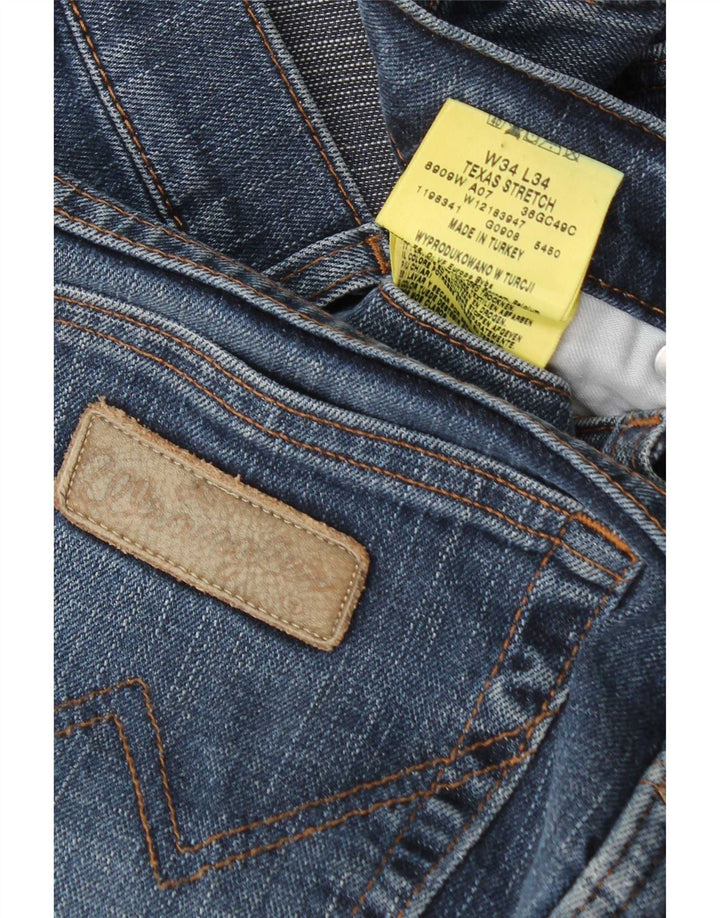 Wrangler Mens Texas Stretch Straight Jeans W34 L34 Blue Cotton