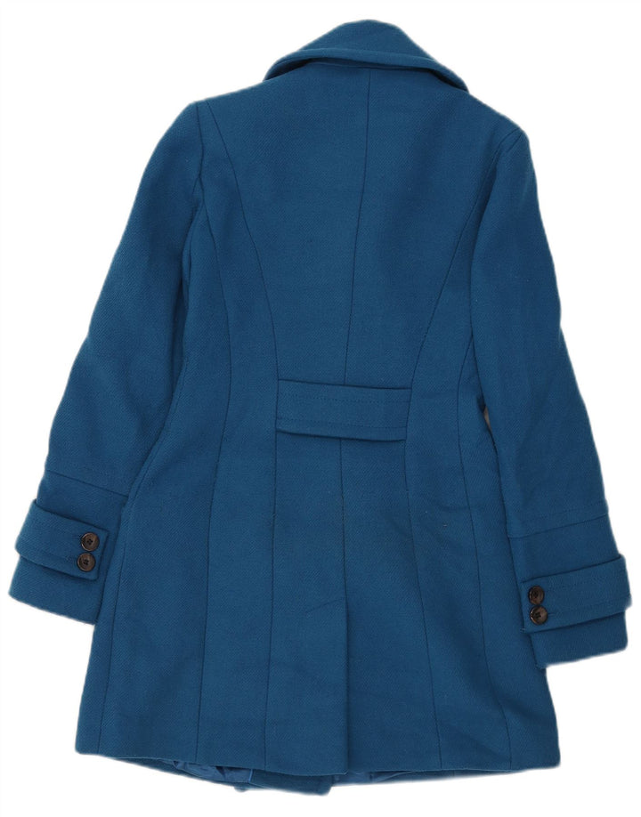 Marks & Spencer Womens Double Breasted Coat UK 6 XS Blue Polyester