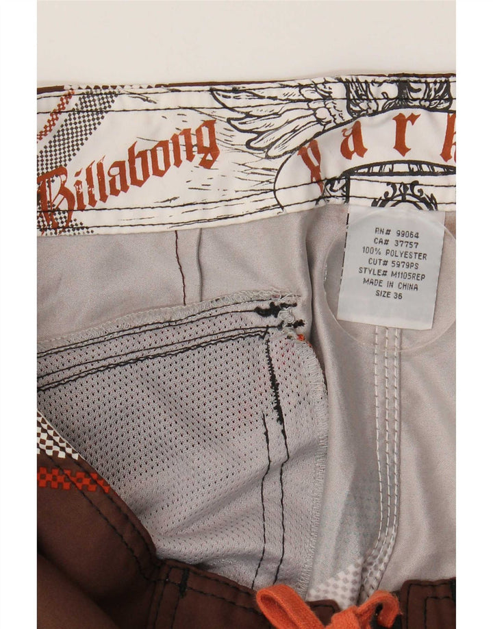 Billabong Mens Graphic Swimming Shorts Large  Brown Plaid Polyester