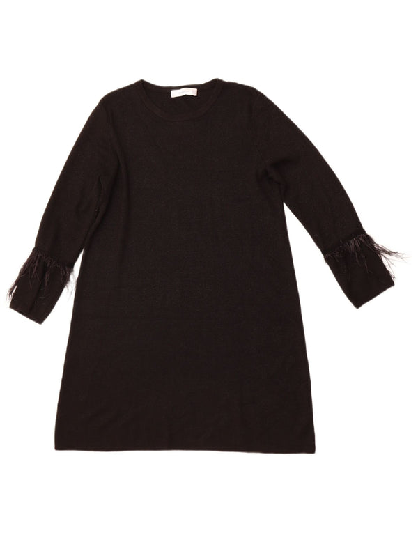 ZARA Womens 3/4 Sleeve Jumper Dress UK 10 Small Black