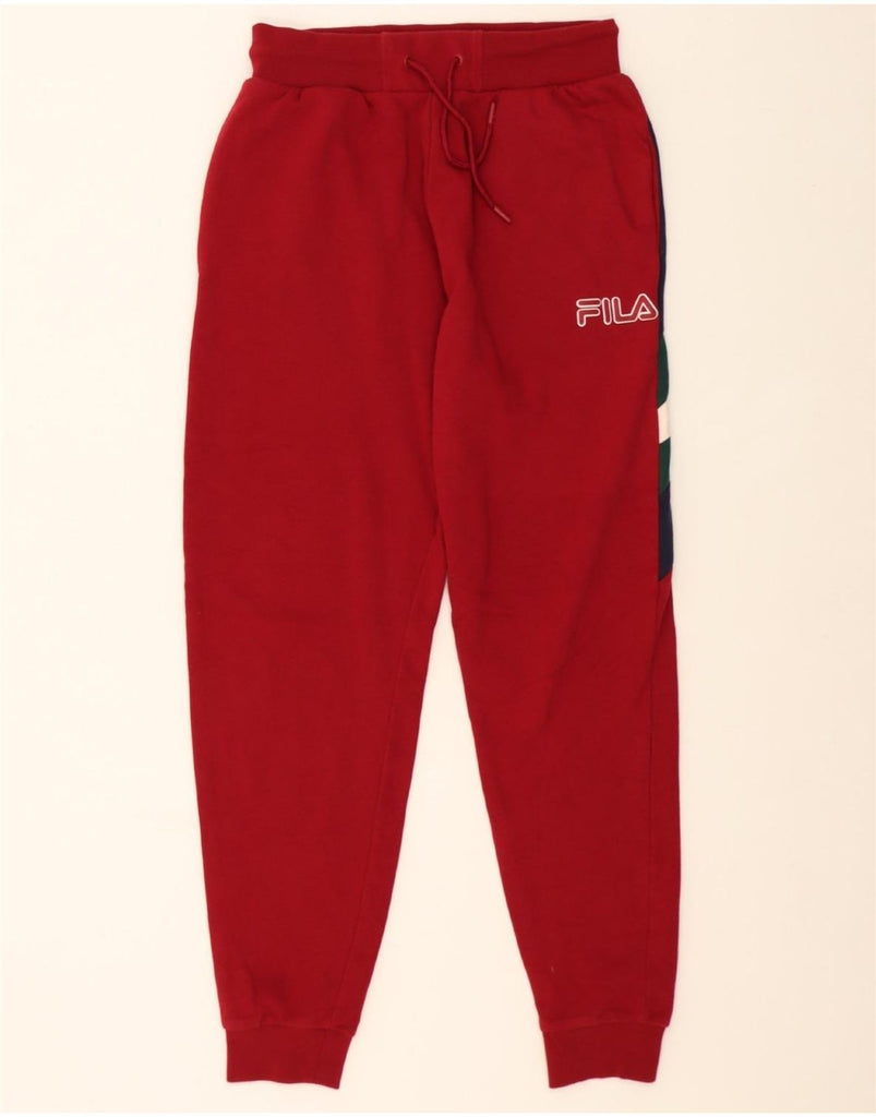 FILA Mens Graphic Tracksuit Trousers Joggers Small Red Colourblock Cotton Vintage Fila and Second-Hand Fila from Messina Hembry 