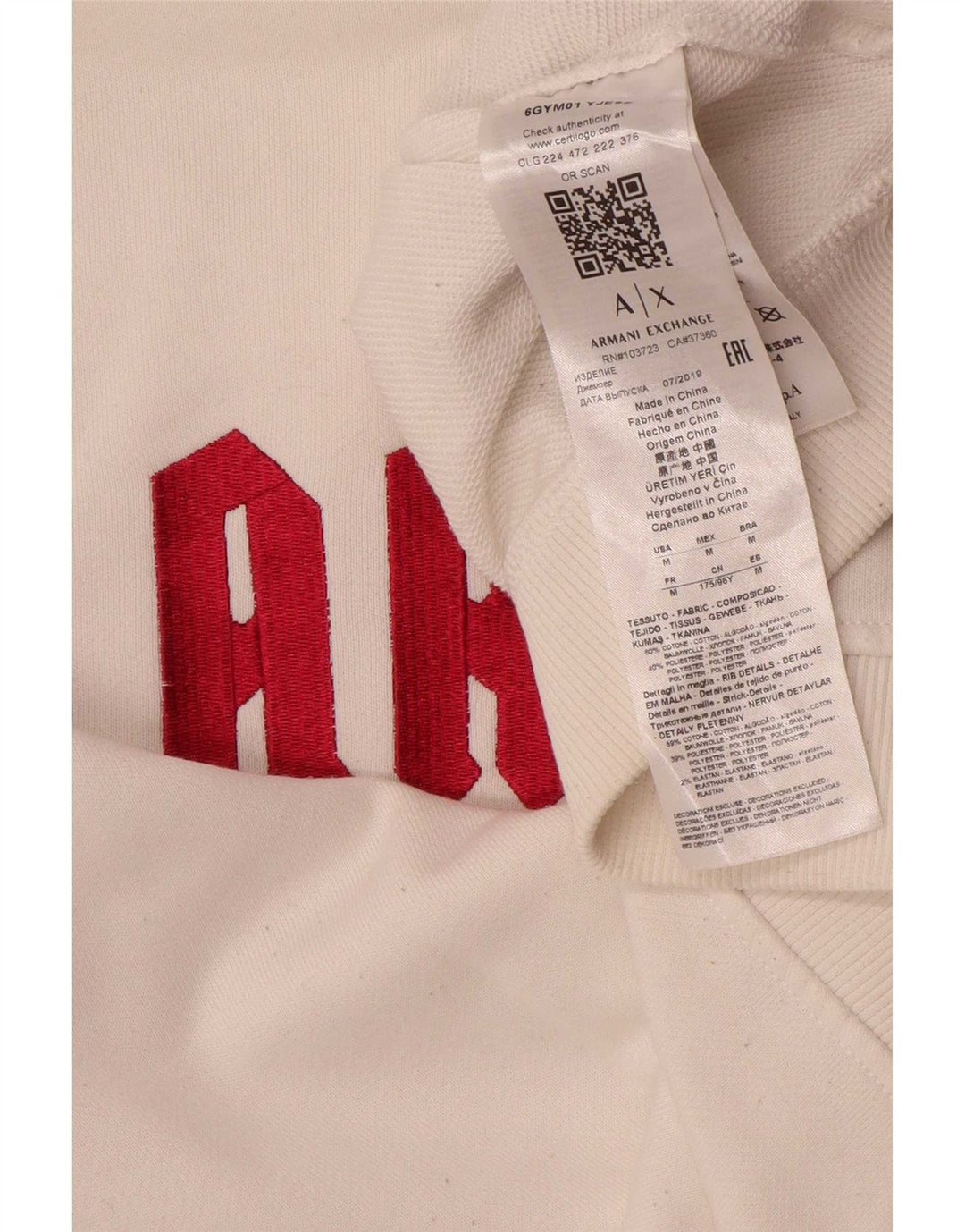 Armani Exchange Womens Graphic Sweatshirt Jumper UK 14 Medium White Cotton