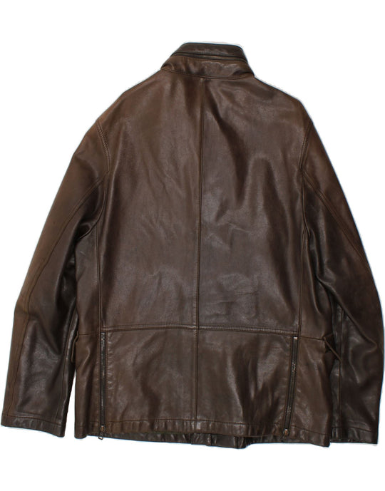 PRADA Mens Leather Jacket IT 54 2XL Brown Leather Vintage Second Hand Clothing Online Messina Hembry