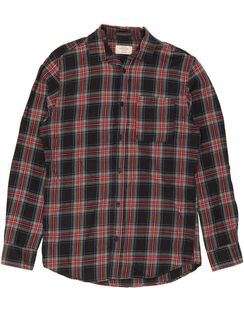 JACK & JONES Mens Flannel Shirt Medium Navy Blue Check Cotton Vintage Jack & Jones and Second-Hand Jack & Jones from Messina Hembry 