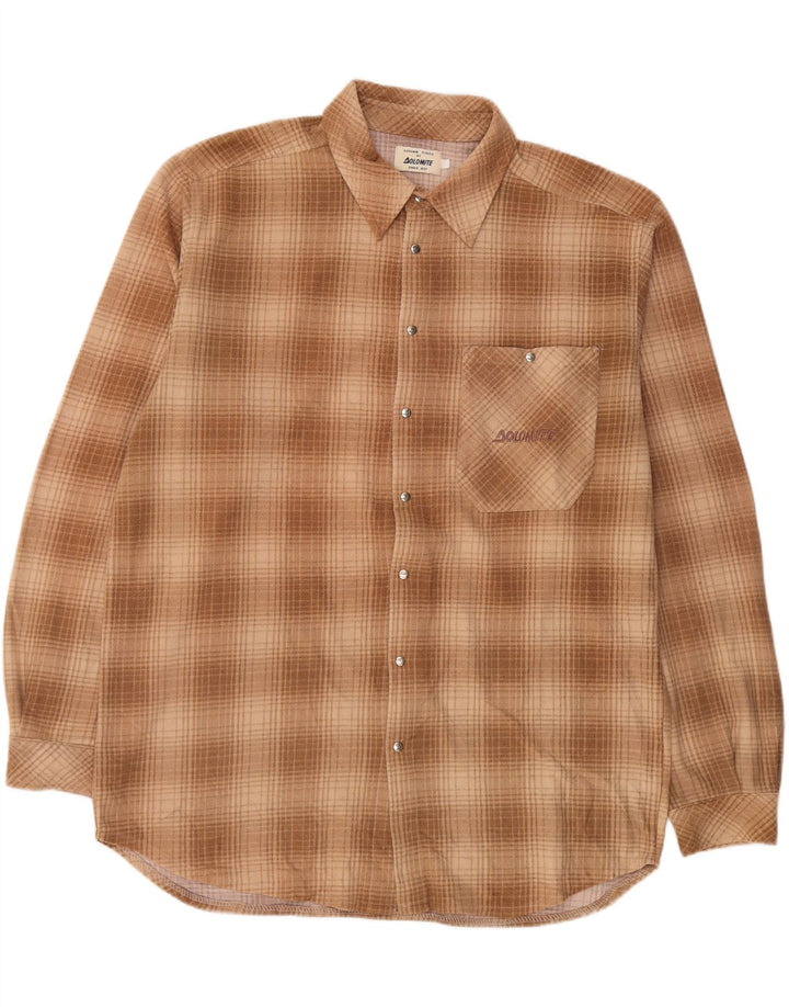 DOLOMITE Mens Flannel Shirt Large Beige Check