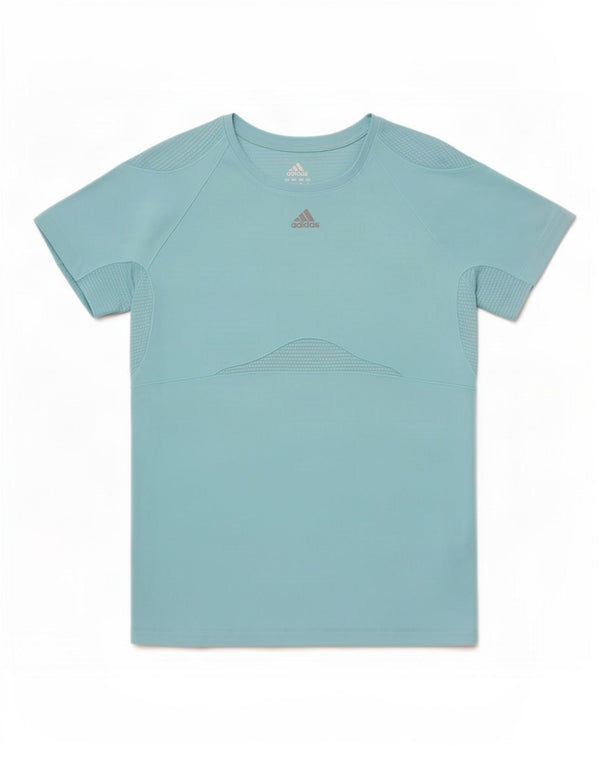 Adidas Womens T-Shirt Top UK 10 Small Blue Polyester