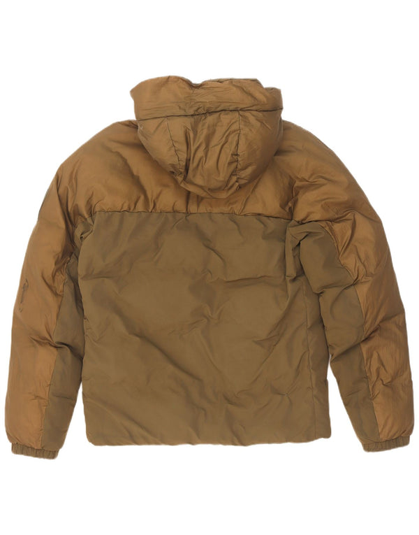 Timberland Mens Hooded Padded Jacket UK 36 Small Khaki Colourblock Nylon