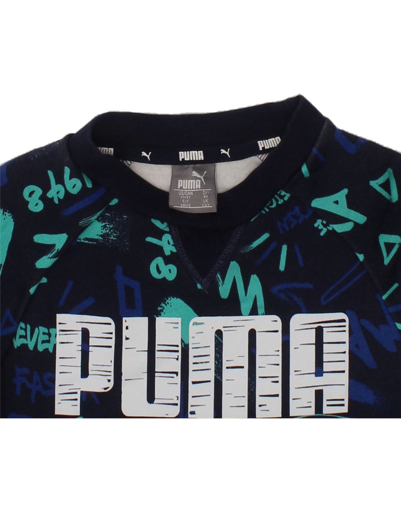 PUMA Baby Boys Graphic Sweatshirt Jumper 18-24 Months Navy Blue Cotton Vintage Puma and Second-Hand Puma from Messina Hembry 