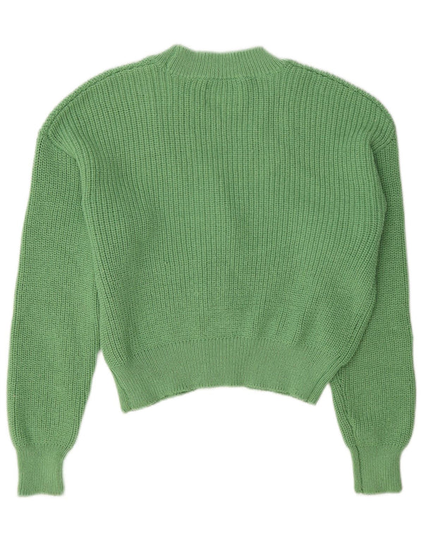 Zara Girls Crop Cardigan Sweater 13-14 Years Green Polyester