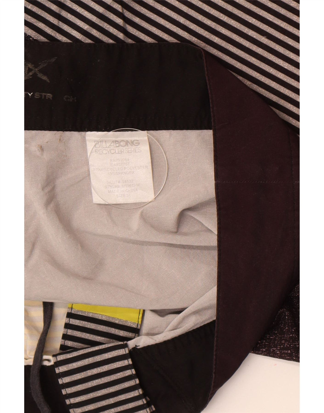 Billabong Mens Swimming Shorts Large Grey Striped Polyester
