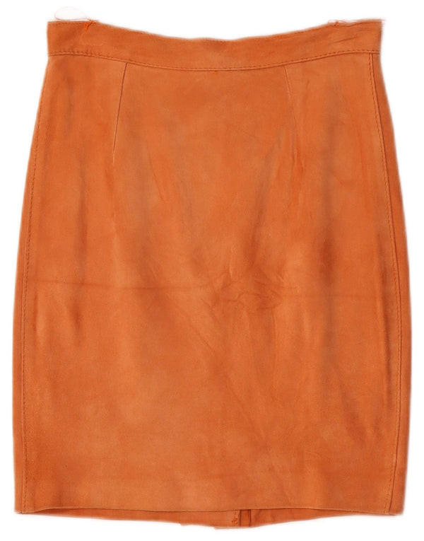 Vintage Womens Suede Pencil Skirt W26 Small Orange