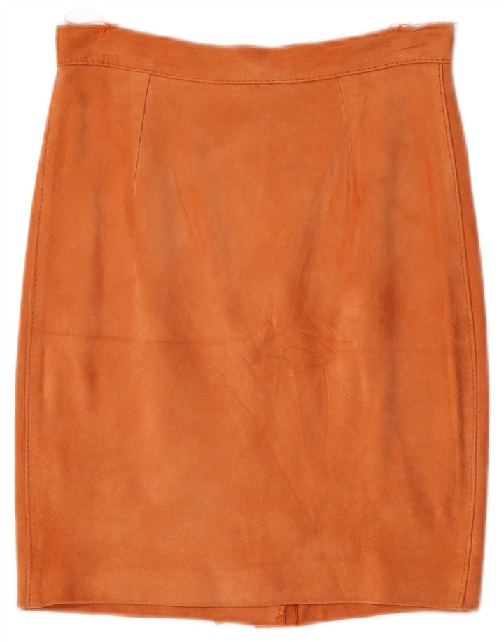 Vintage Womens Suede Pencil Skirt W26 Small Orange