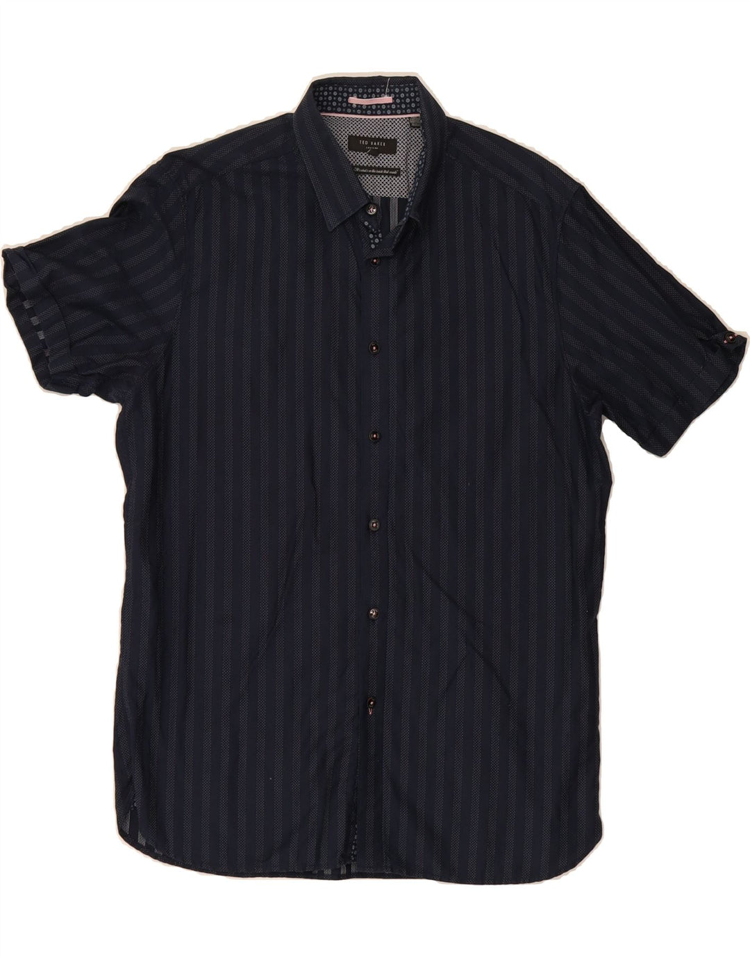 TED BAKER Mens Short Sleeve Shirt Size 4 Large Navy Blue Striped Cotton Vintage Ted Baker and Second-Hand Ted Baker from Messina Hembry 