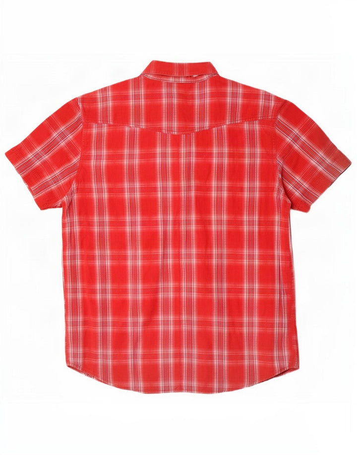 Wrangler Mens Short Sleeve Shirt XL Red Check Cotton
