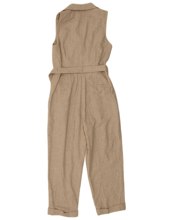 Reiss Womens Sleeveless Jumpsuit UK 12 Medium Beige Wool