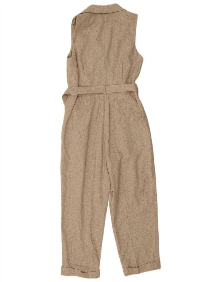 Reiss Womens Sleeveless Jumpsuit UK 12 Medium Beige Wool